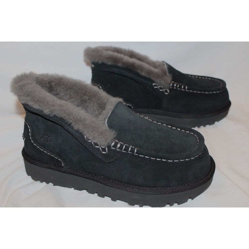 UGG ANSLEY PARC WOMEN'S SUEDE SLIPPERS BOOTIES BLACK US 7 EU 38 NIB